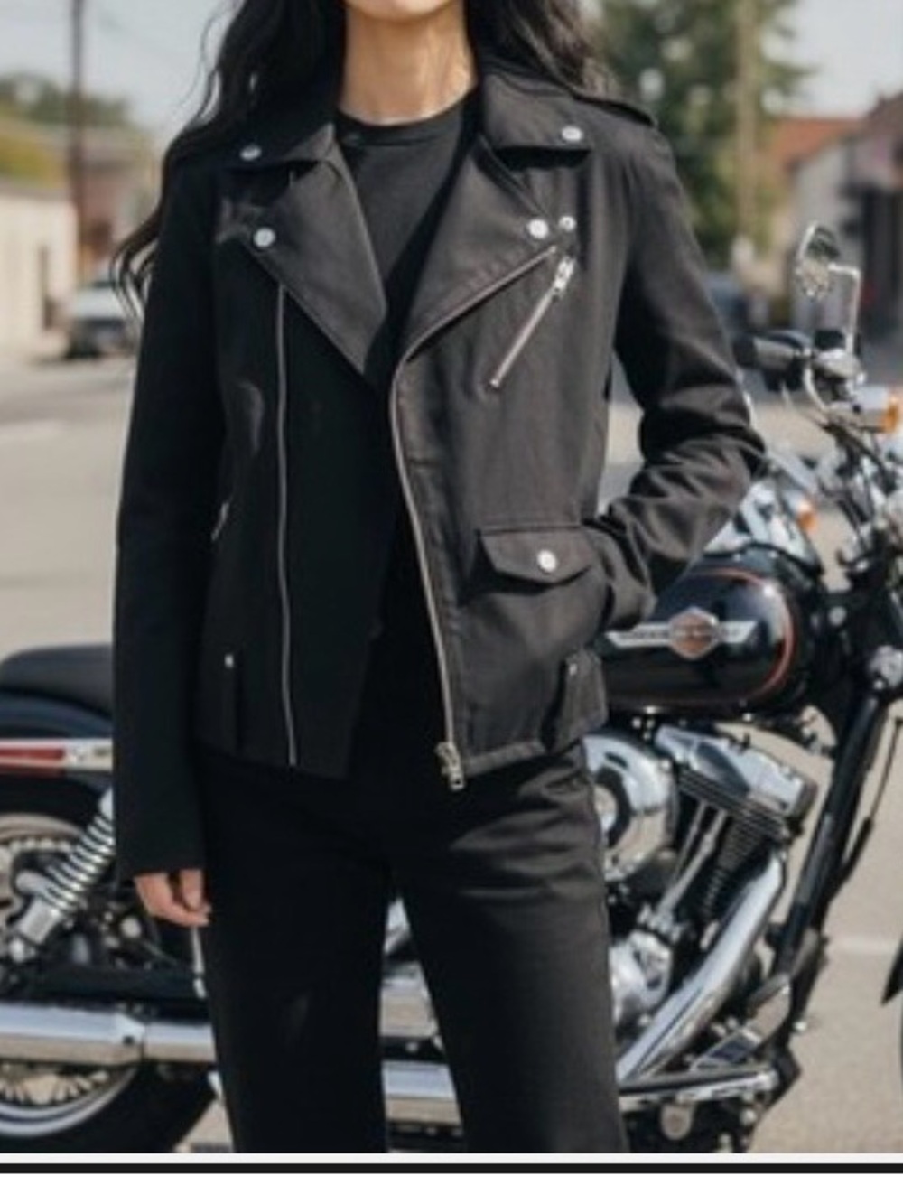 Harley-Davidson Black Cotton Utility Jacket with Zip & Snap Front